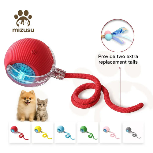 Exciting Mizusu Interactive Rolling Ball Toy for Cats and Dogs - Comes with Two Extra Tails for Endless Fun!