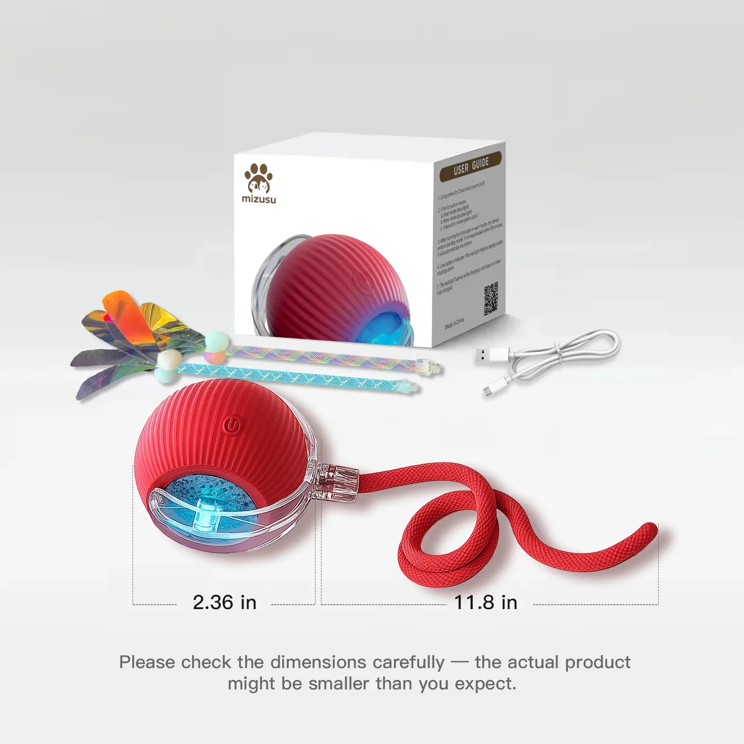 Exciting Mizusu Interactive Rolling Ball Toy for Cats and Dogs - Comes with Two Extra Tails for Endless Fun!
